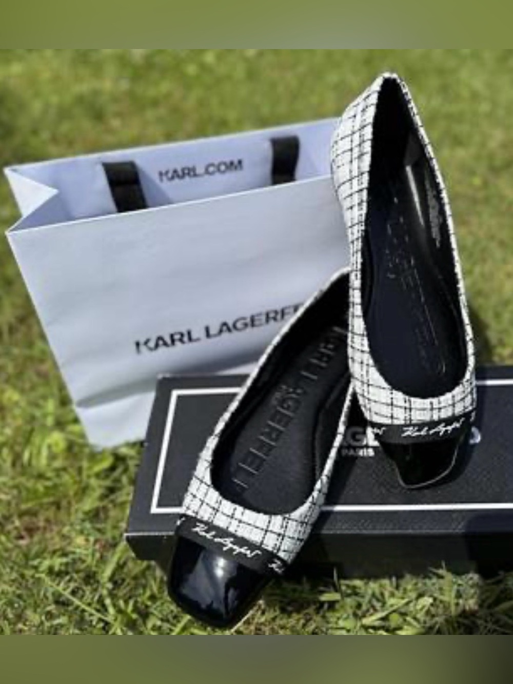 Karl Lagerfeld Paris Zofia Cap Toe Tweed Ballet Slipper Flats